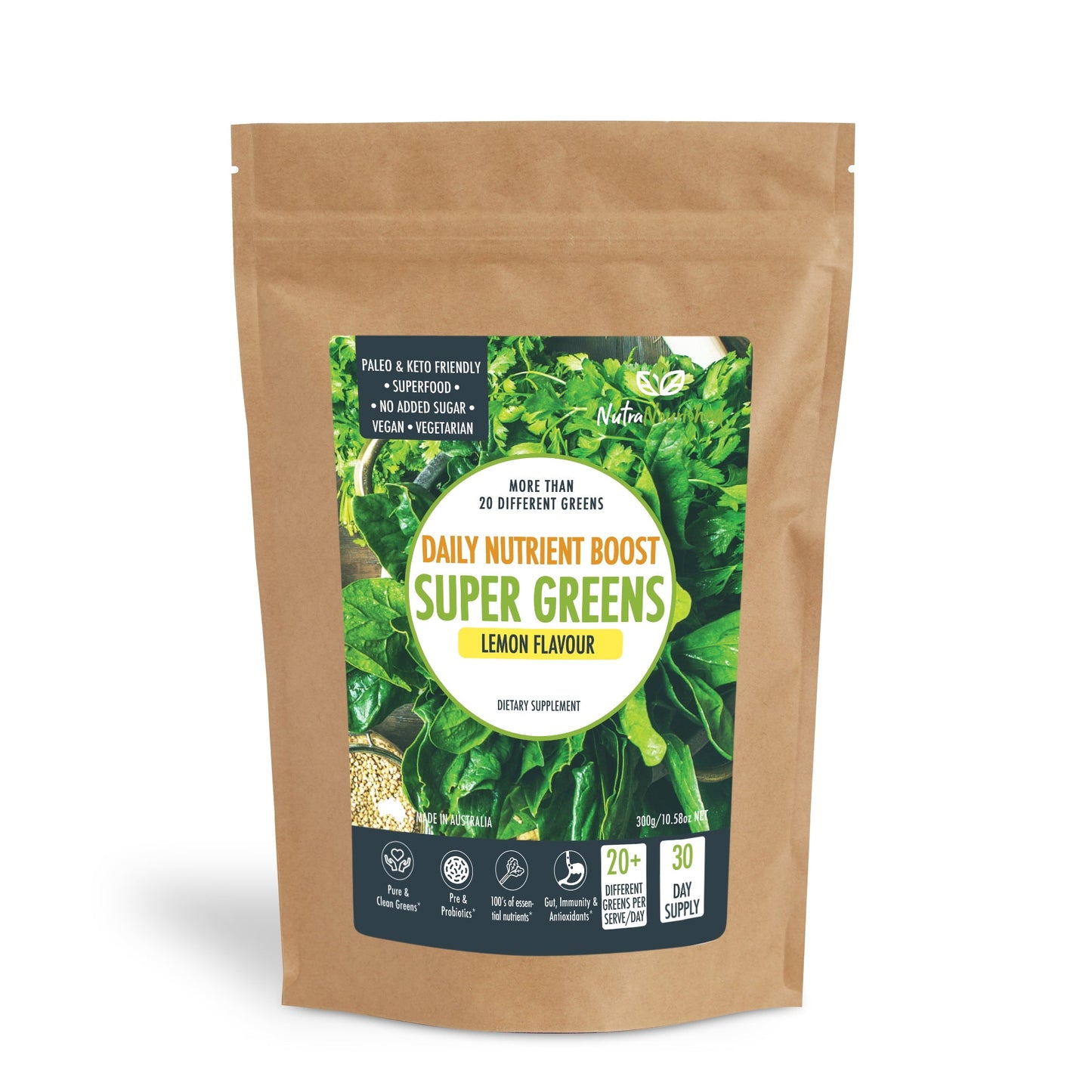 Super Greens Powder – Energising Superfood Blend - Nutrients  and Vitamins of 20 Greens