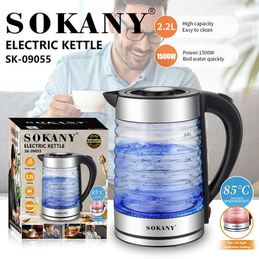 Sokany LED Electric Kettle – Stylish, Powerful & Safe