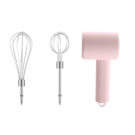 Pink Portable Electric Egg Beater with 3-Speed Adjustment, Dual Whisks, and Type-C Charging