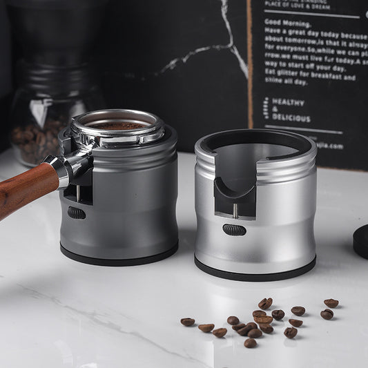 Dark Grey Diamond Professional Aluminum Espresso Tamping Station - Adjustable Portafilter Holder Stand
