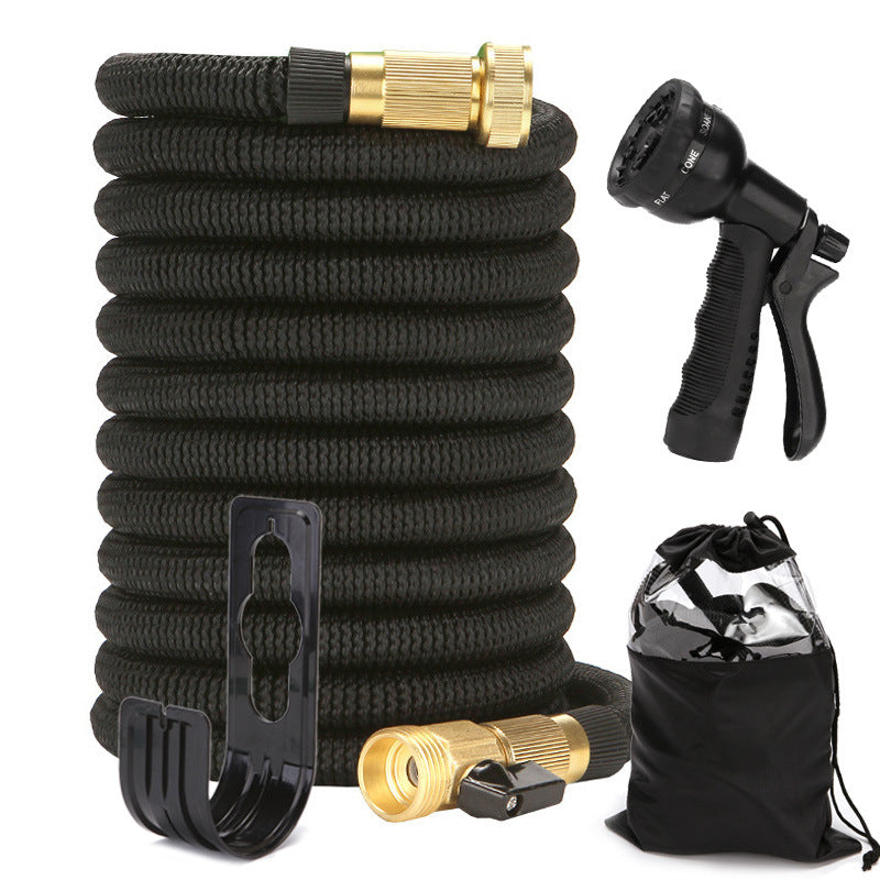 Lightweight and Durable High-Pressure Expandable Garden Hose Kit - 100ft with Multifunctional Nozzle and Convenient Storage!
