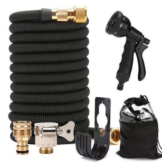 Lightweight and Durable High-Pressure Expandable Garden Hose Kit - 100ft with Multifunctional Nozzle and Convenient Storage!