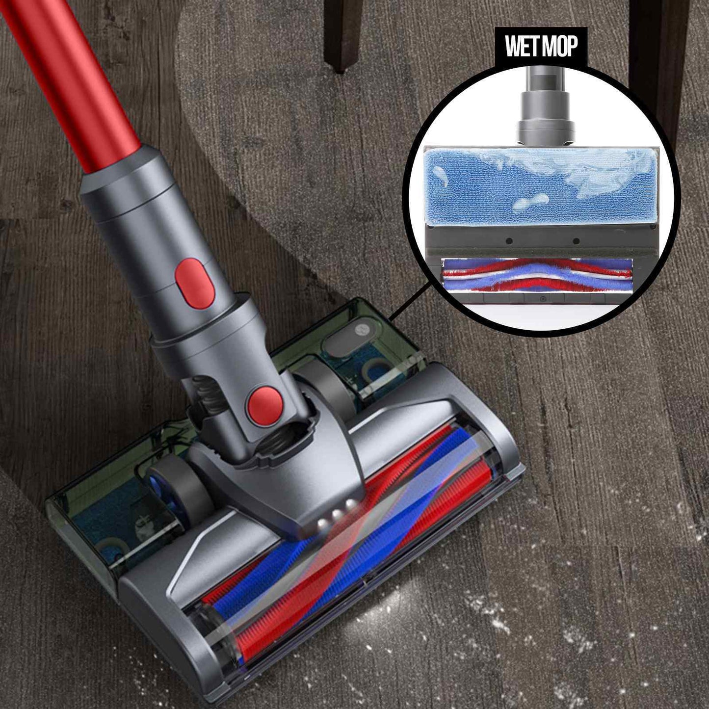 MyGenie H20 PRO Wet Mop 2-IN-1 Cordless Stick Vacuum Cleaner Handheld Recharge - Red