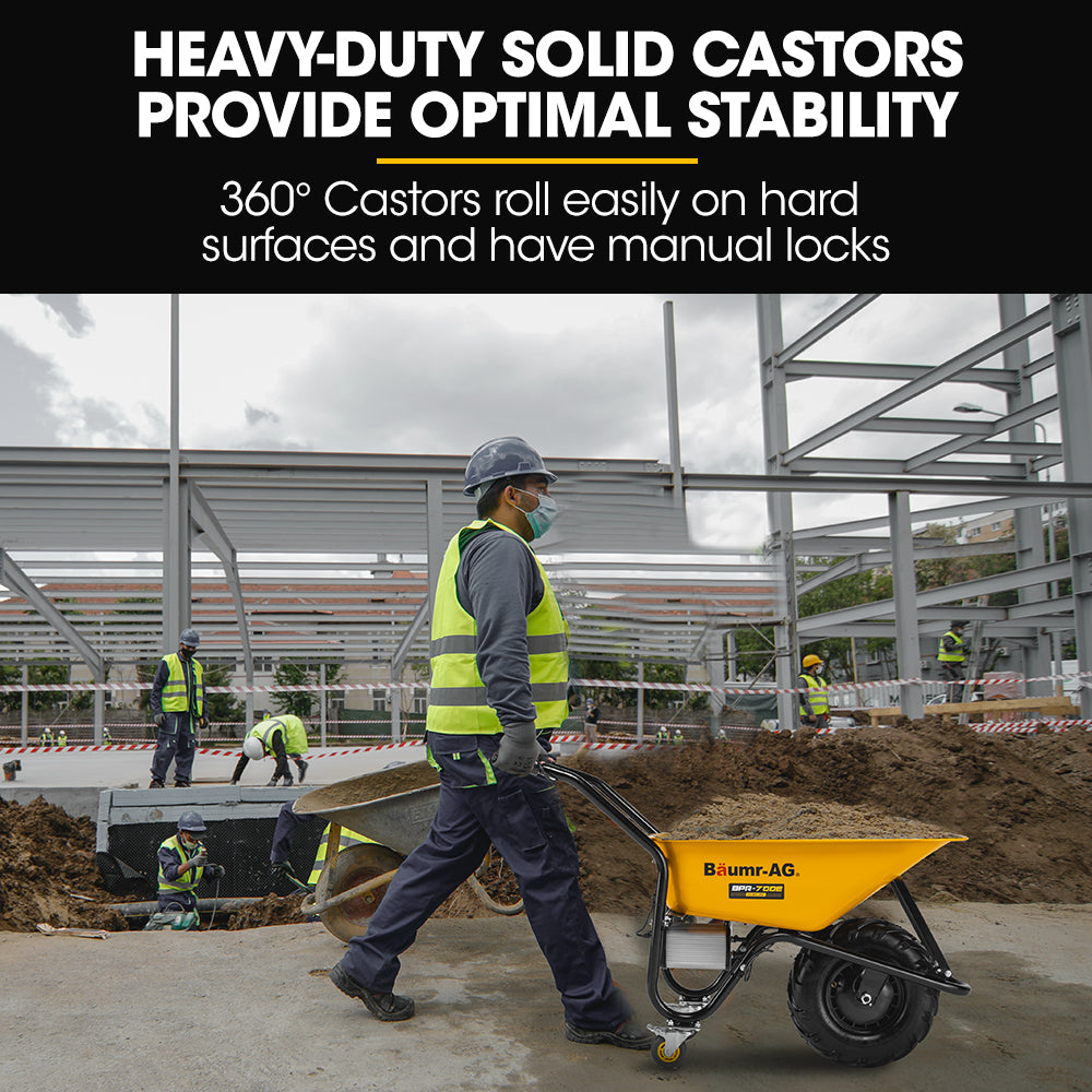 Baumr-AG 40V Battery Powered Wheelbarrow Motorised Electric, 80L Bucket Volume, 260kg Capacity