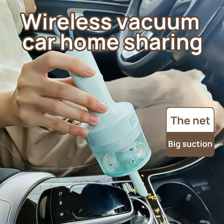 Beige Portable Wireless Car Vacuum Cleaner - USB Rechargeable, High Suction, Compact Design for Home & Keyboard Cleaning