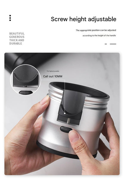 Silver Diamond Professional Aluminum Espresso Tamping Station - Adjustable Portafilter Holder Stand