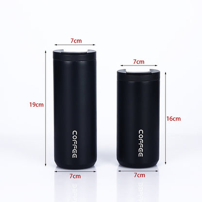 Blue Gradient Color Sleek Insulated Stainless Steel Coffee Tumbler Set (400ml & 500ml) - One-Touch Lid Travel Mugs