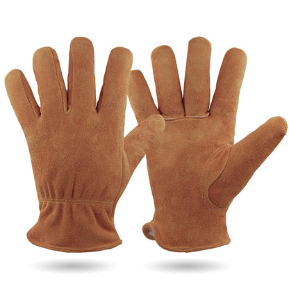 M Coffee Durable Cowhide Work Gloves - Insulated Windproof Anti-Slip for Outdoor Handling & Cycling