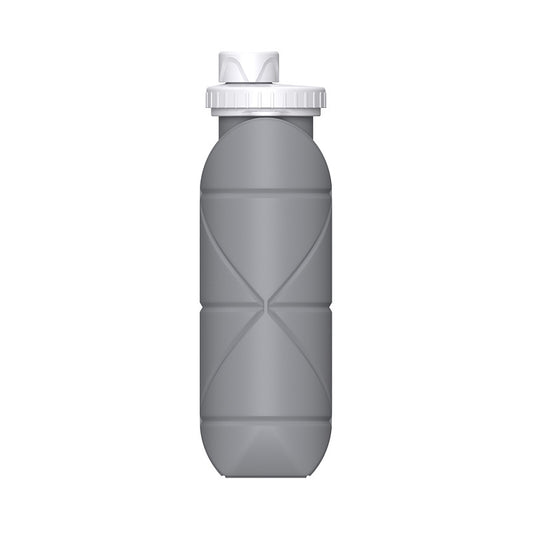 Grey Portable Silicone Collapsible Water Bottle - Foldable Sports Cup for Cycling and Outdoor Fitness