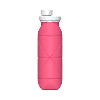 Pink Portable Silicone Collapsible Water Bottle - Foldable Sports Cup for Cycling and Outdoor Fitness
