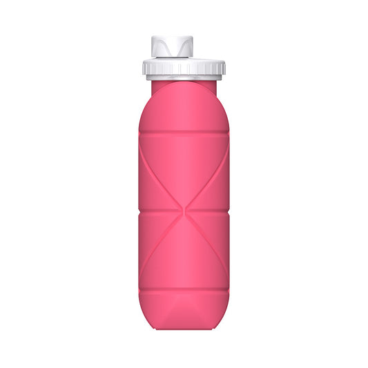 Pink Portable Silicone Collapsible Water Bottle - Foldable Sports Cup for Cycling and Outdoor Fitness