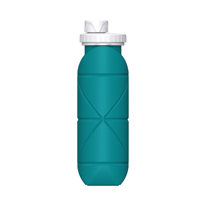 Blue-green Portable Silicone Collapsible Water Bottle - Foldable Sports Cup for Cycling and Outdoor Fitness