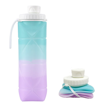 Blue-purple Portable Silicone Collapsible Water Bottle - Foldable Sports Cup for Cycling and Outdoor Fitness