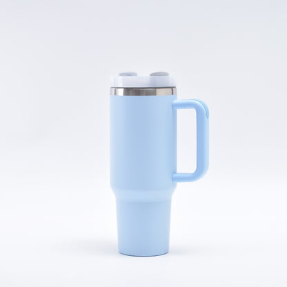 Blue 40oz Stainless Steel Tumbler with Handle & Straw - Large Capacity Insulated Travel Mug