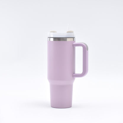 Light Purple 40oz Stainless Steel Tumbler with Handle & Straw - Large Capacity Insulated Travel Mug