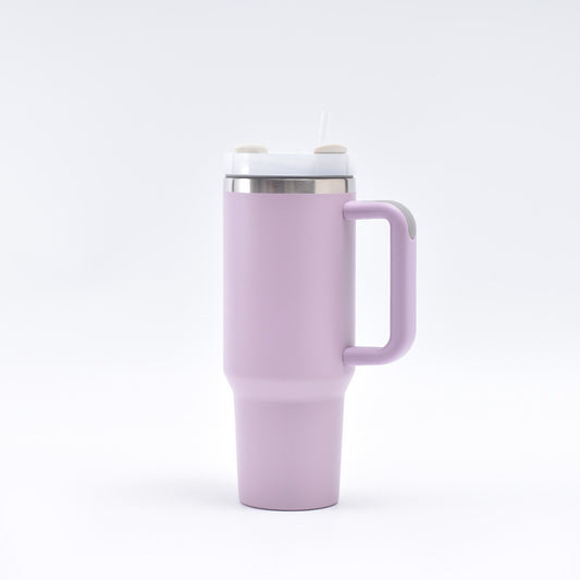 Light Purple 40oz Stainless Steel Tumbler with Handle & Straw - Large Capacity Insulated Travel Mug
