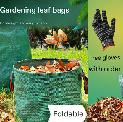 300L(Calibre67*84cm) Heavy Duty Collapsible Garden Waste Bags (Set of 2) - Large Reusable Yard Leaf Bin