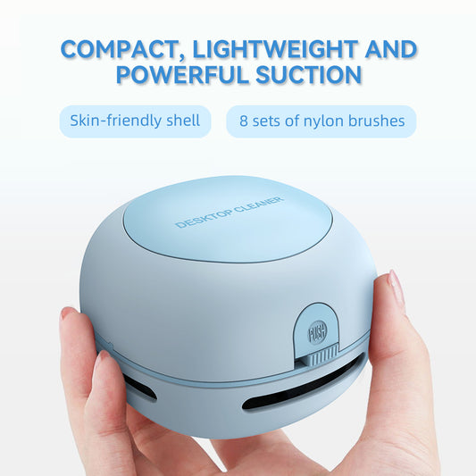 Green Cordless Tabletop Crumb Sweeper - USB Rechargeable Mini Vacuum for Desk