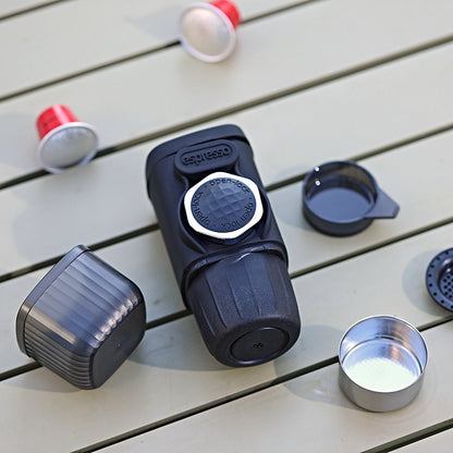 Portable Hand-Press Espresso Maker - Compact Capsule & Powder Coffee Machine