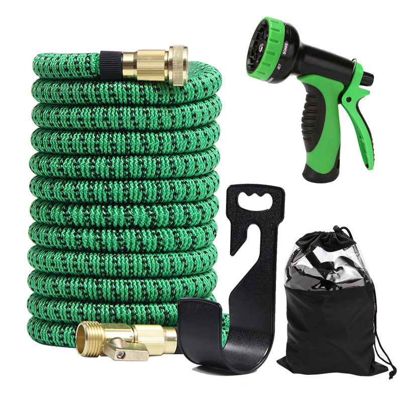 Lightweight and Durable High-Pressure Expandable Garden Hose - 75ft Green with Brass Connectors