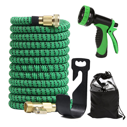Lightweight and Durable High-Pressure Expandable Garden Hose - 75ft Green with Brass Connectors