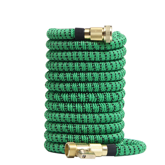 Lightweight and Durable High-Pressure Expandable Garden Hose - 100ft Green with Brass Connectors