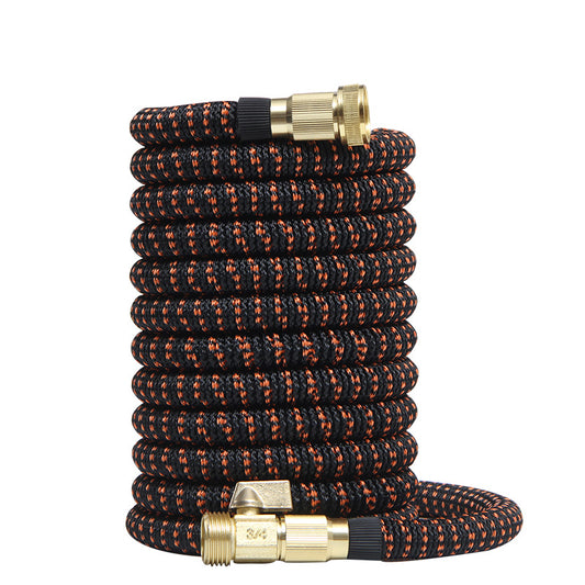 Lightweight and Durable High-Pressure Expandable Garden Hose Kit - 50ft Black and Orange with Spray Nozzle and Storage