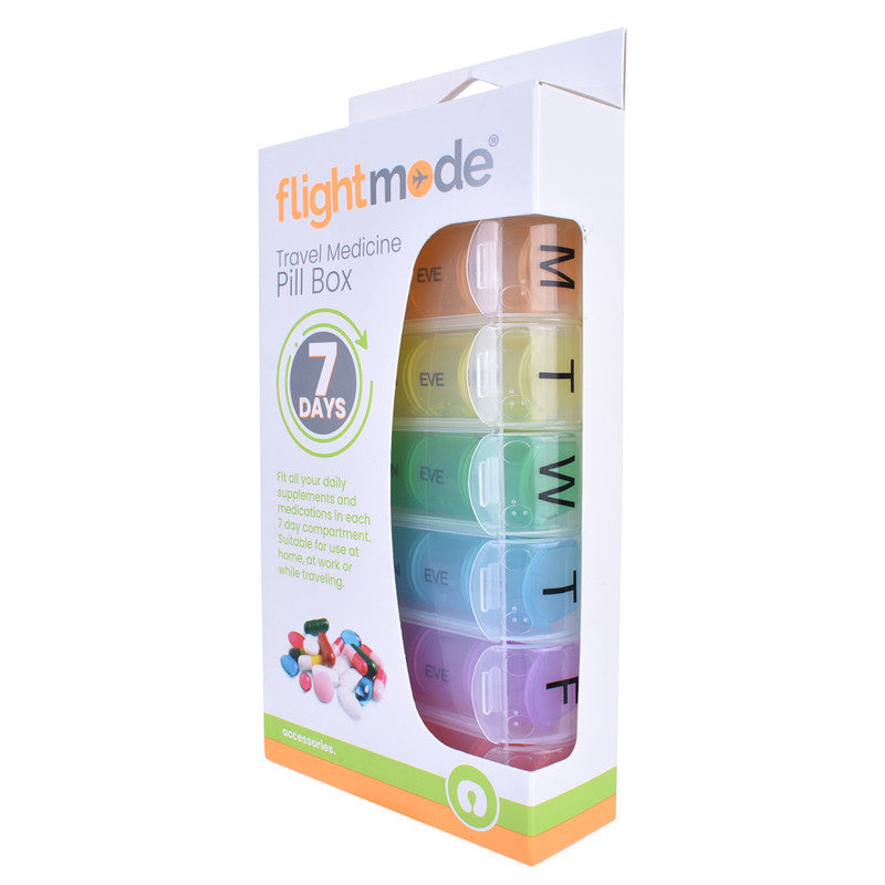 Flightmode 7 Day Travel Pill Box Medicine Organiser with Individual Daily Compartment